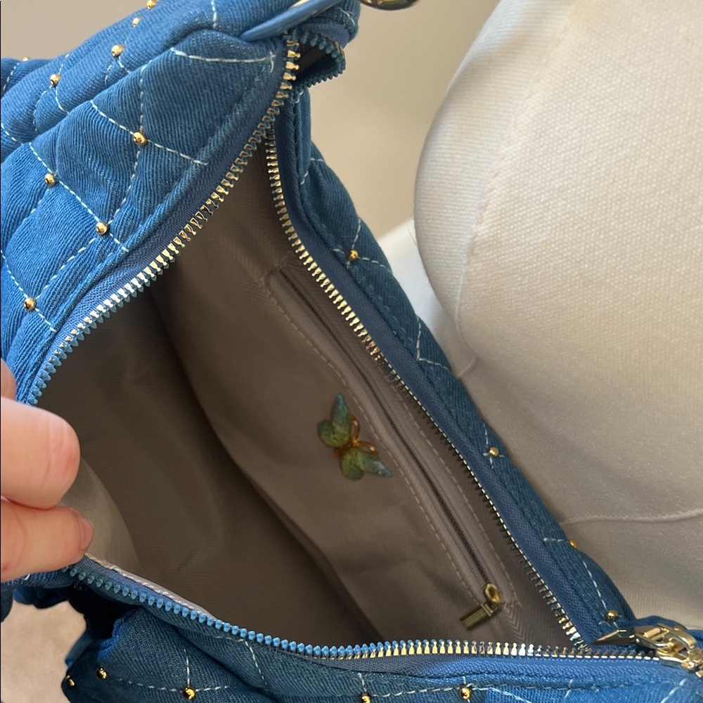 Quilted Denim Shoulder Bag - Picture 6 of 7
